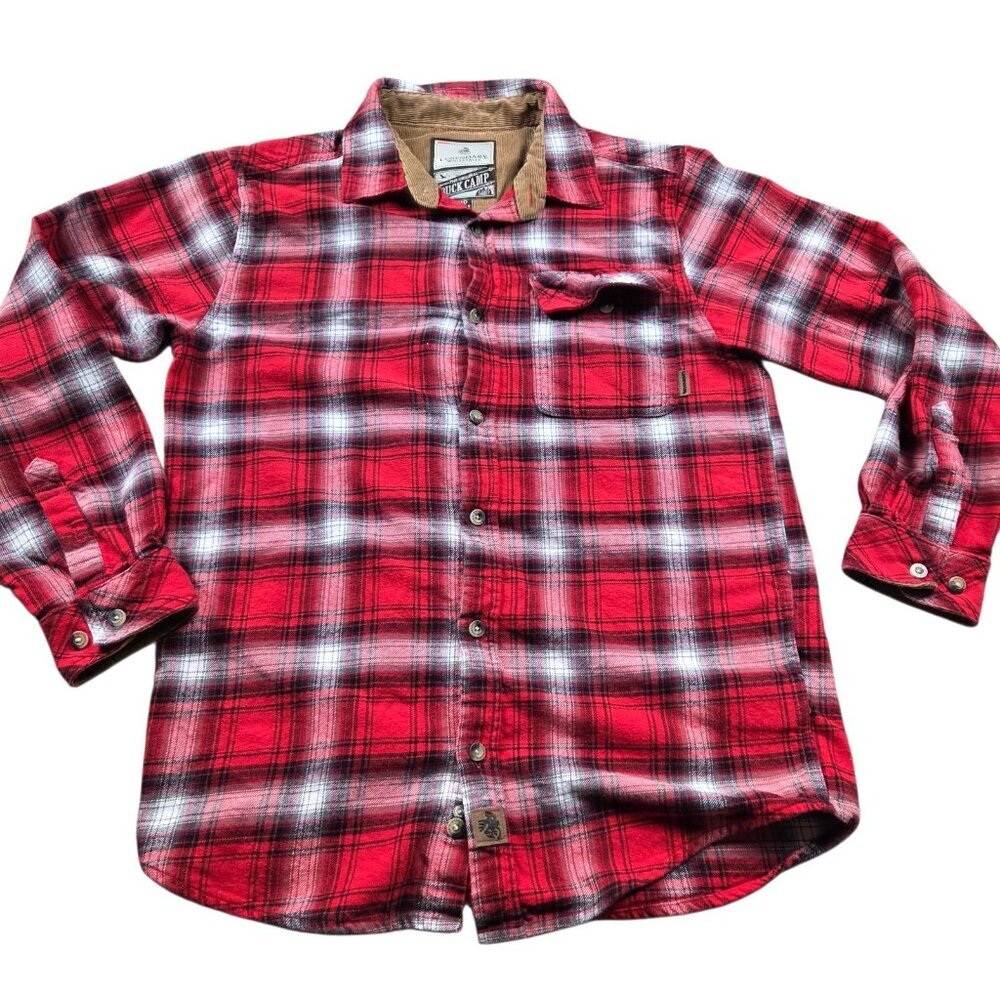 Legendary Whitetails Buck Camp Flannel Shirt Mens Medium Red Button Up